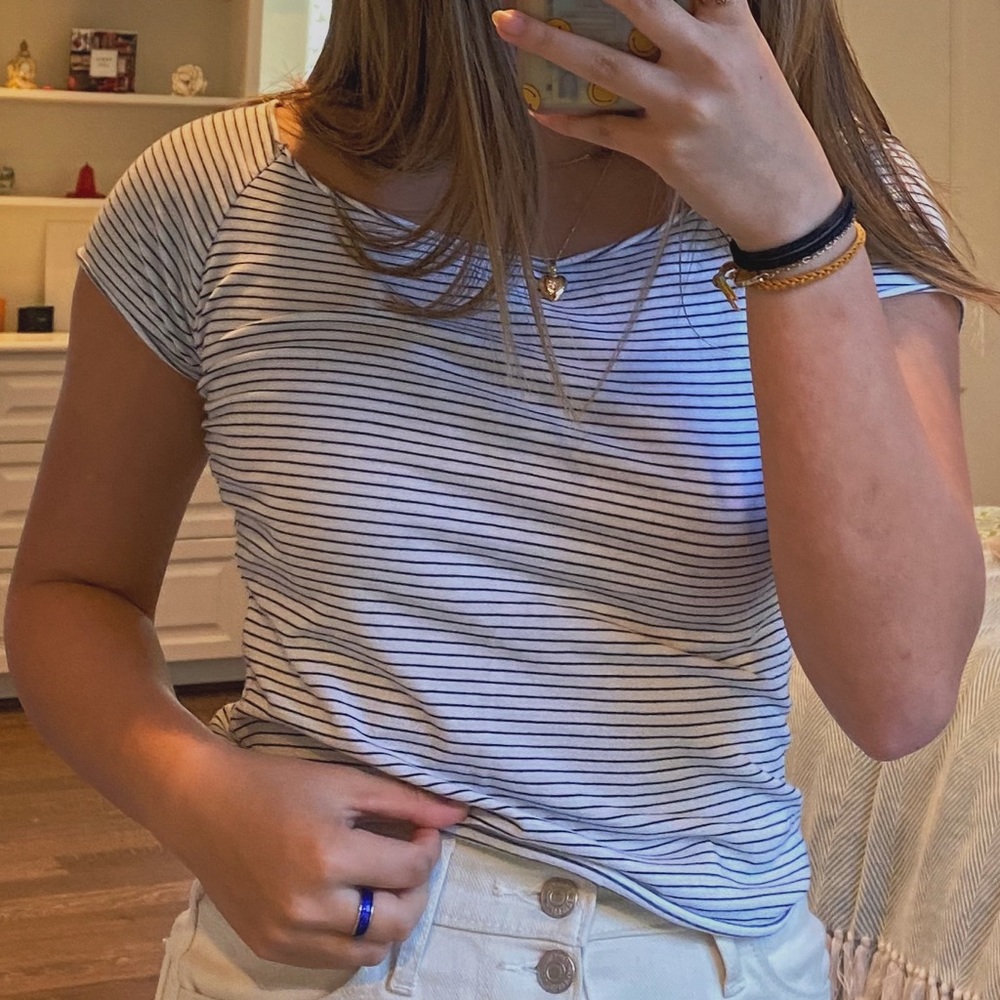 brandy melville off-the-shoulder striped shirt